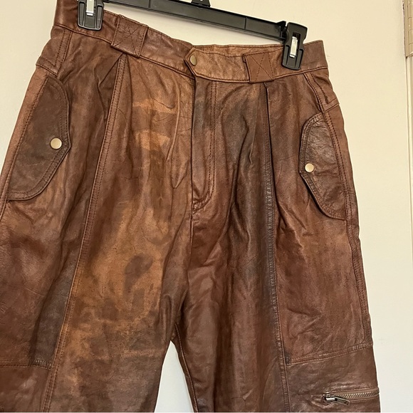 Avanti Brown Leather Pants - Picture 2 of 16